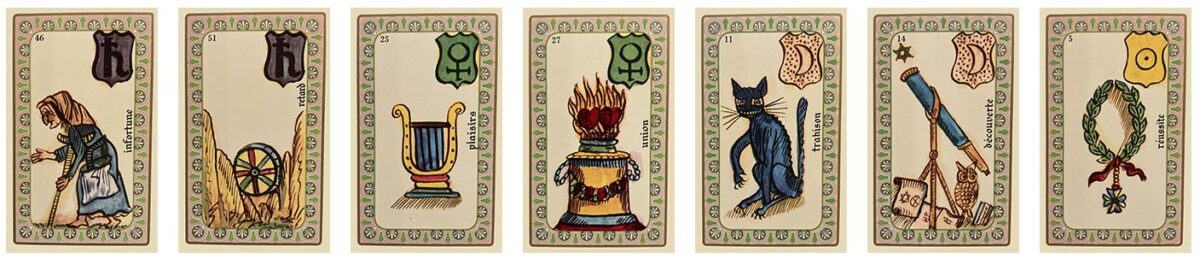 Exemple de tirage en ligne à 7 cartes avec l'Oracle de Belline